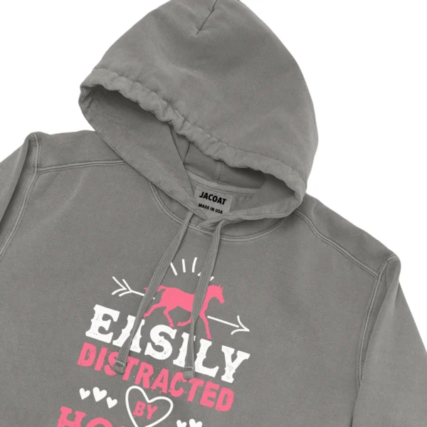 Easily Distracter By Horse Unisex Comfort Colors Hooded Sweatshirt
